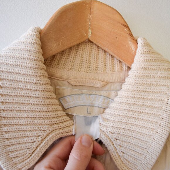 vtg knit & quilted cream chore coat - Picture 2 of 4